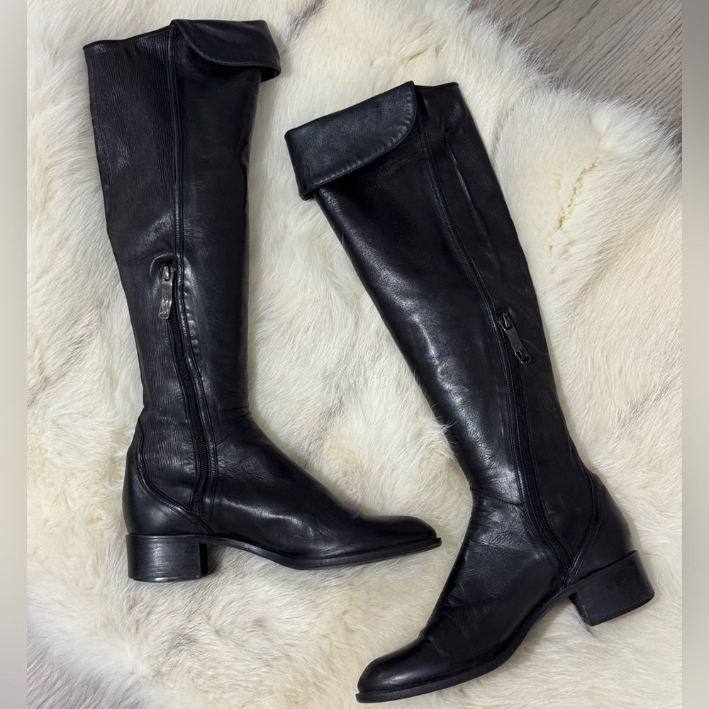Lorenzo Masiero Black Leather Over The Knee Riding Equestrian Boots Size 38.5 /8 - Picture 2 of 14